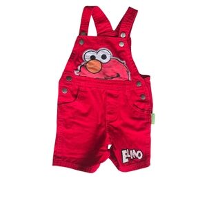Vintage Sesame Street Red Elmo Overall Shorts 24M